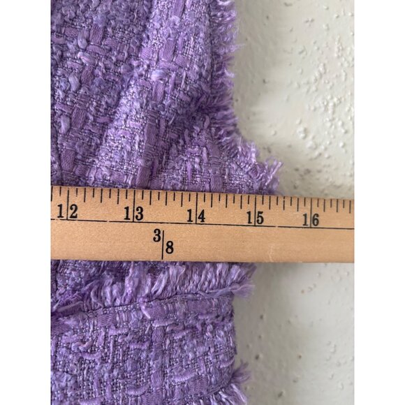 Zara Purple Tweed Square Neck Crystal Button Double Breasted Dress - Picture 9 of 12